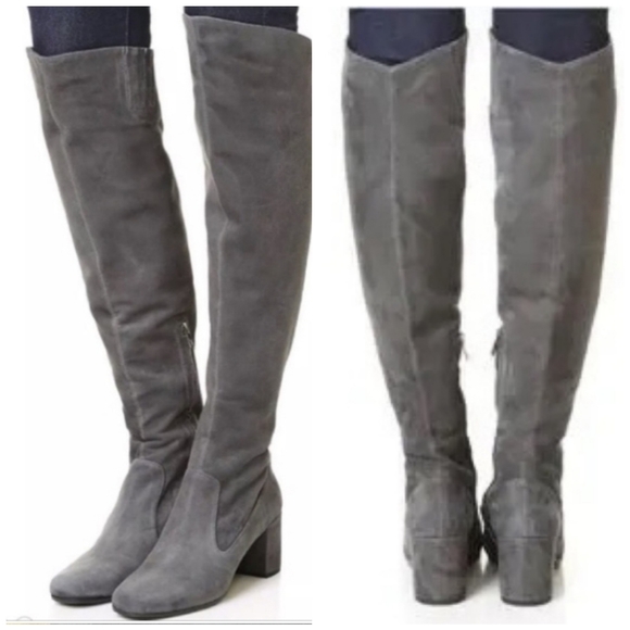 VINCE Suede Gray Over Knee Boots - Picture 2 of 7